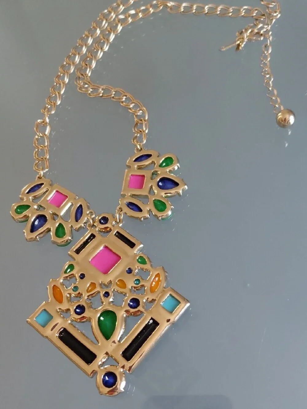 Kate Spade New York Colorblock Statement Necklace Gold Tone Multicolor Geometric